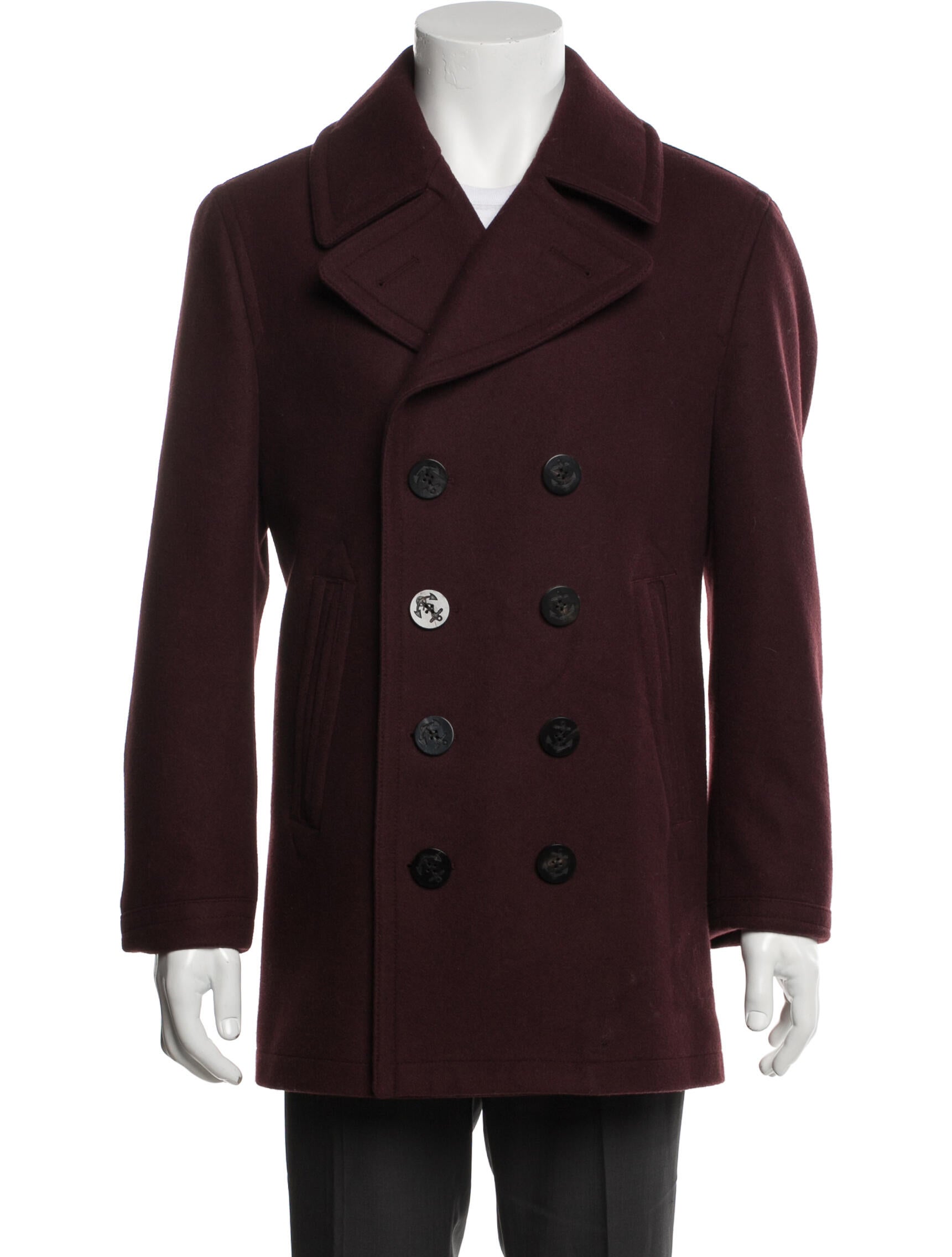 Burberry Exploded Check Pattern Wool Peacoat