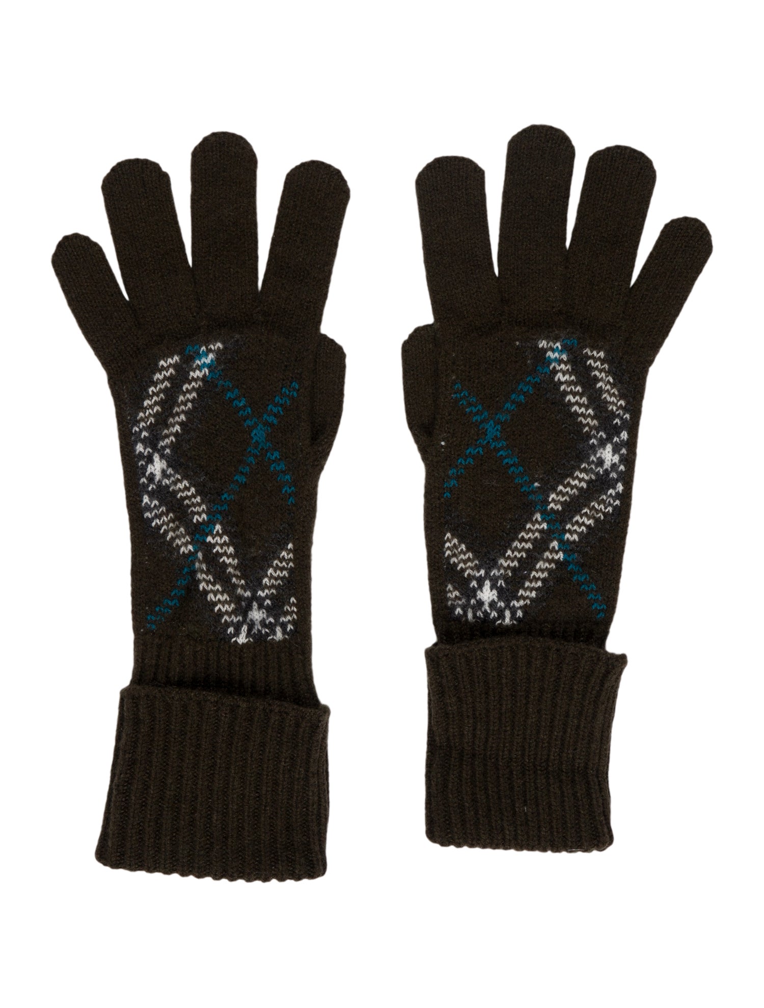 Burberry Cashmere Knit Check Gloves w/ Tags
