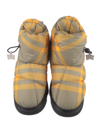 Burberry Nylon Plaid Print Lace-Up Boots