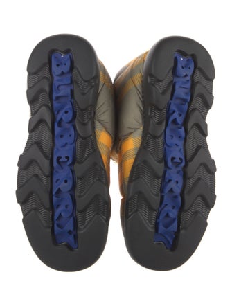 Burberry Nylon Plaid Print Lace-Up Boots