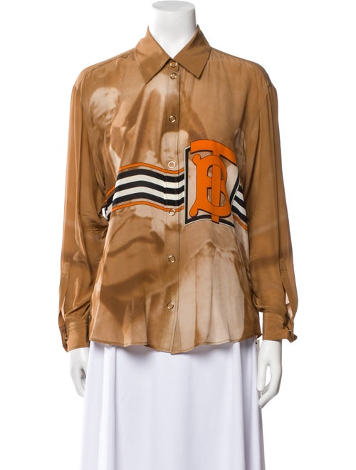 Burberry Silk Printed Button-Up Top