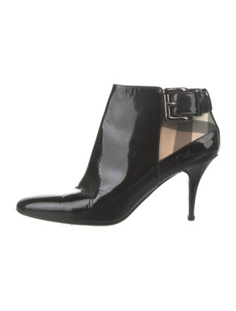 Burberry Nova Check Pattern Patent Leather Boots
