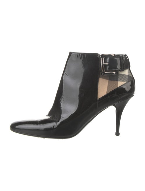 Burberry Nova Check Pattern Patent Leather Boots