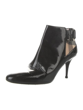 Burberry Nova Check Pattern Patent Leather Boots