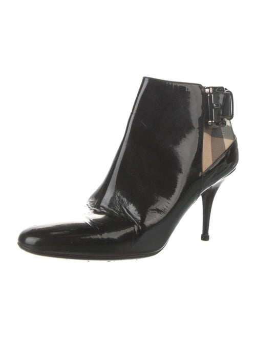 Burberry Nova Check Pattern Patent Leather Boots