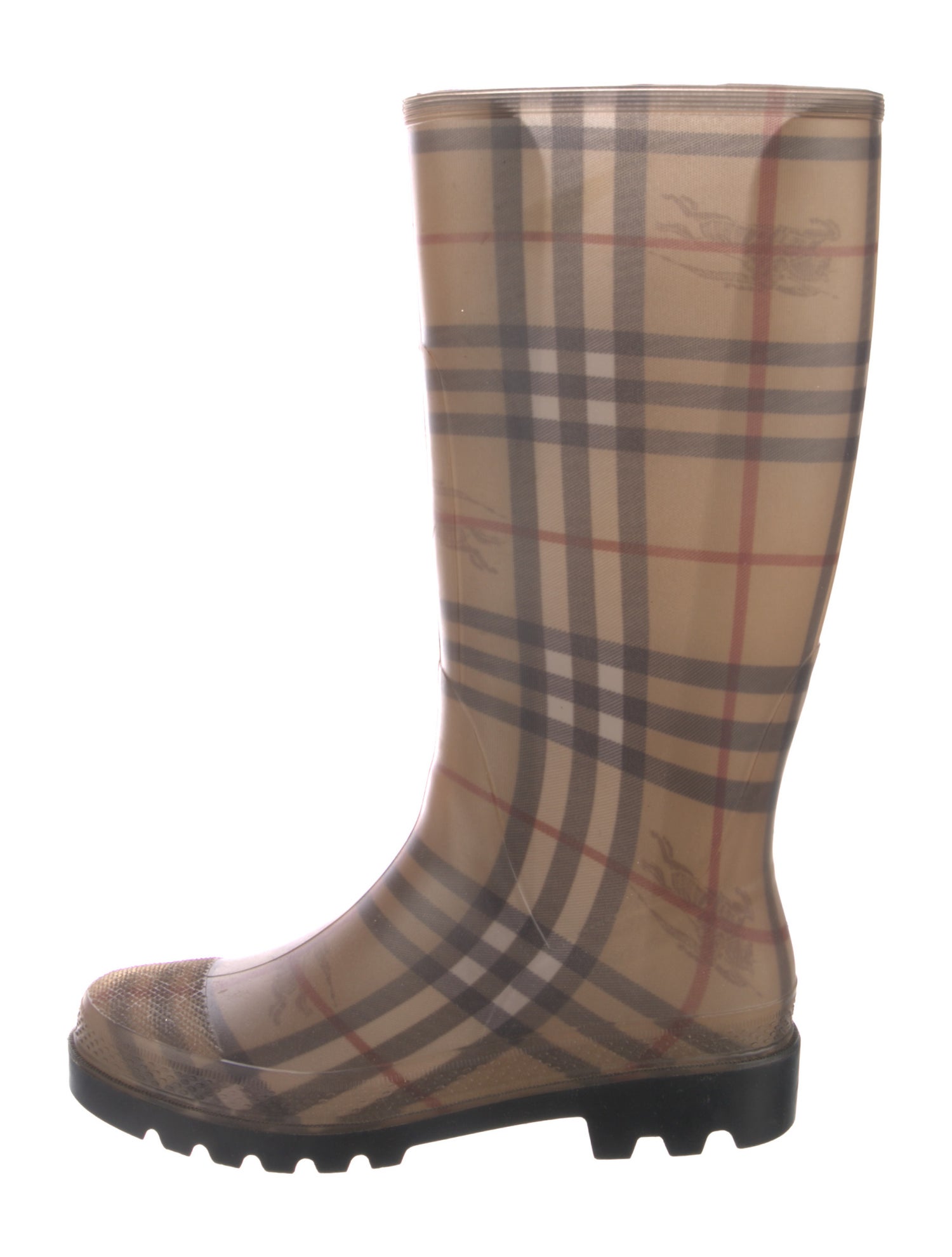 Burberry Rubber Plaid Print Rain Boots