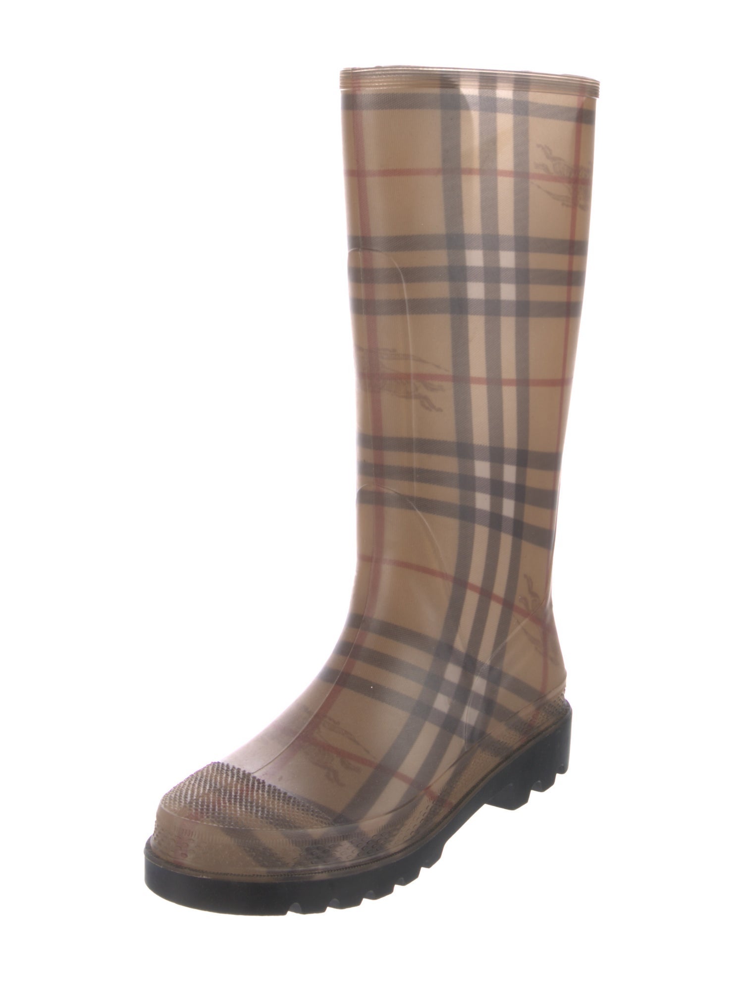 Burberry Rubber Plaid Print Rain Boots