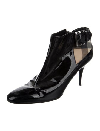 Burberry Nova Check Pattern Patent Leather Boots