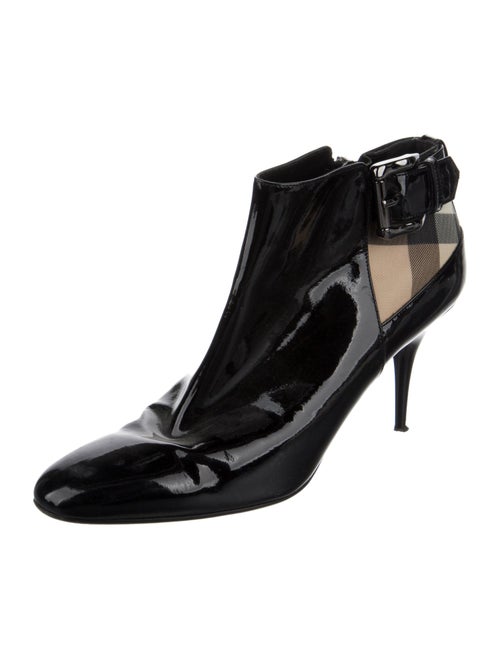 Burberry Nova Check Pattern Patent Leather Boots