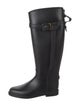 Burberry Rubber Leather Trim Embellishment Rain Boots