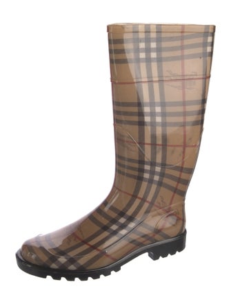 Burberry Haymarket Check Pattern Rubber Rain Boots