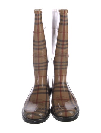 Burberry Haymarket Check Pattern Rubber Rain Boots