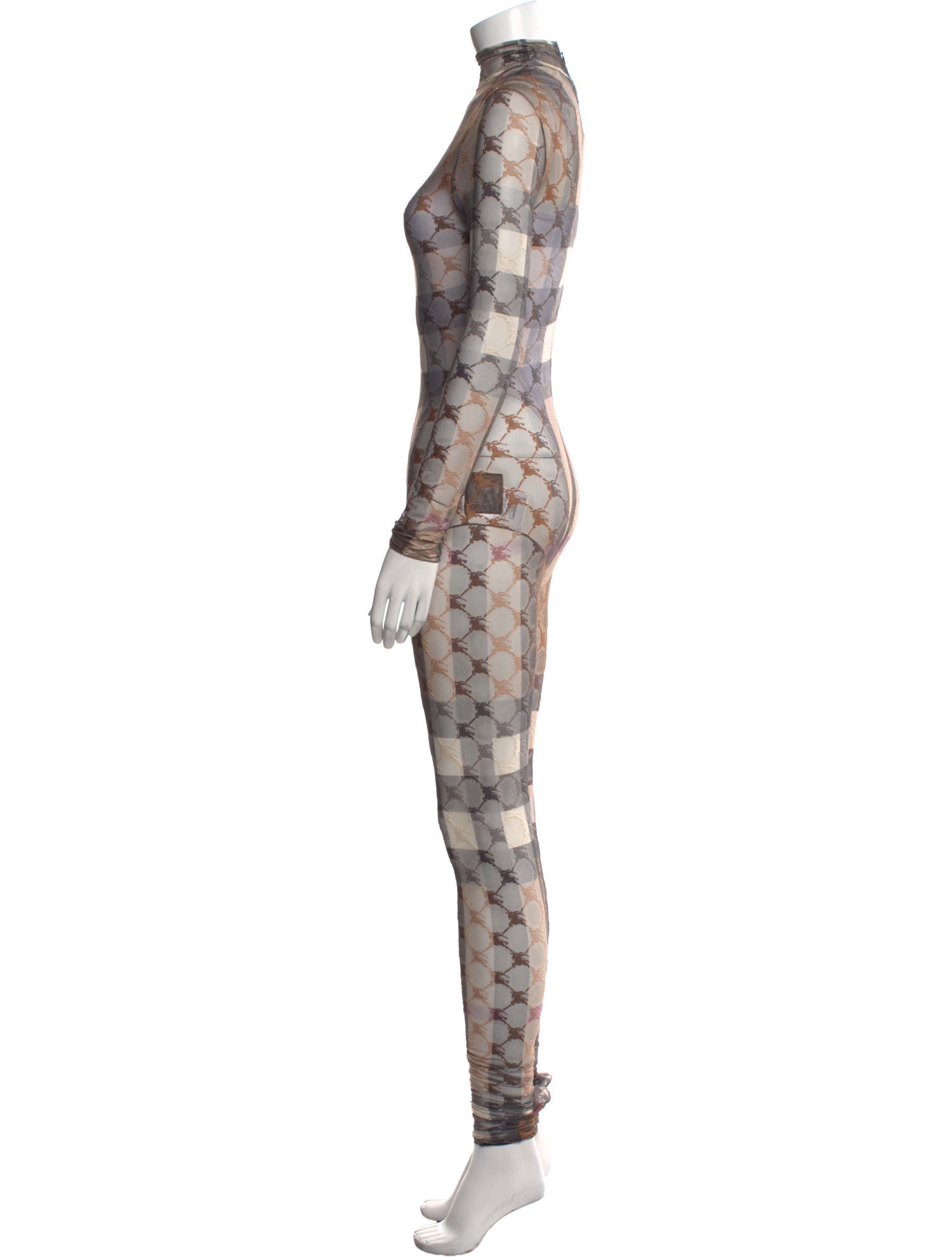 Burberry Mesh Printed Jumpsuit w/ Tags