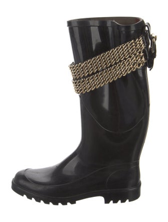 Burberry Rubber Chain-Link Accents Rain Boots