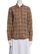 Burberry Plaid Print Long Sleeve Button-Up Top