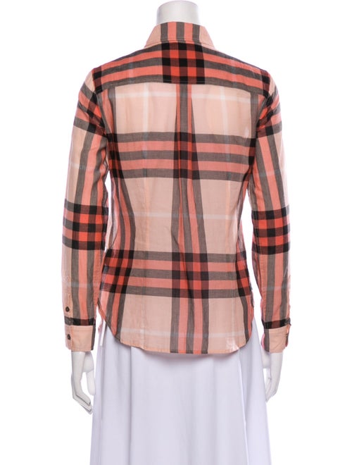Burberry Plaid Print Long Sleeve Button-Up Top