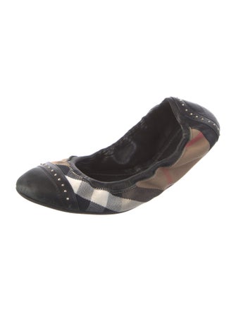 Burberry Canvas Plaid Print Ballet Flats