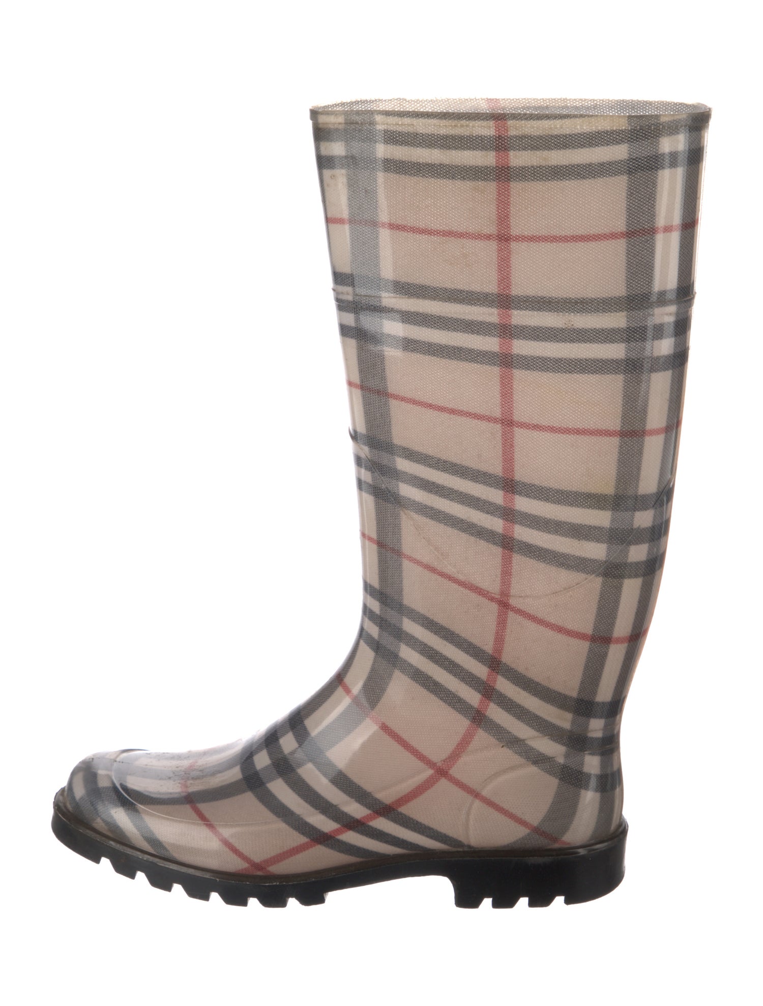 Burberry Rubber Plaid Print Rain Boots