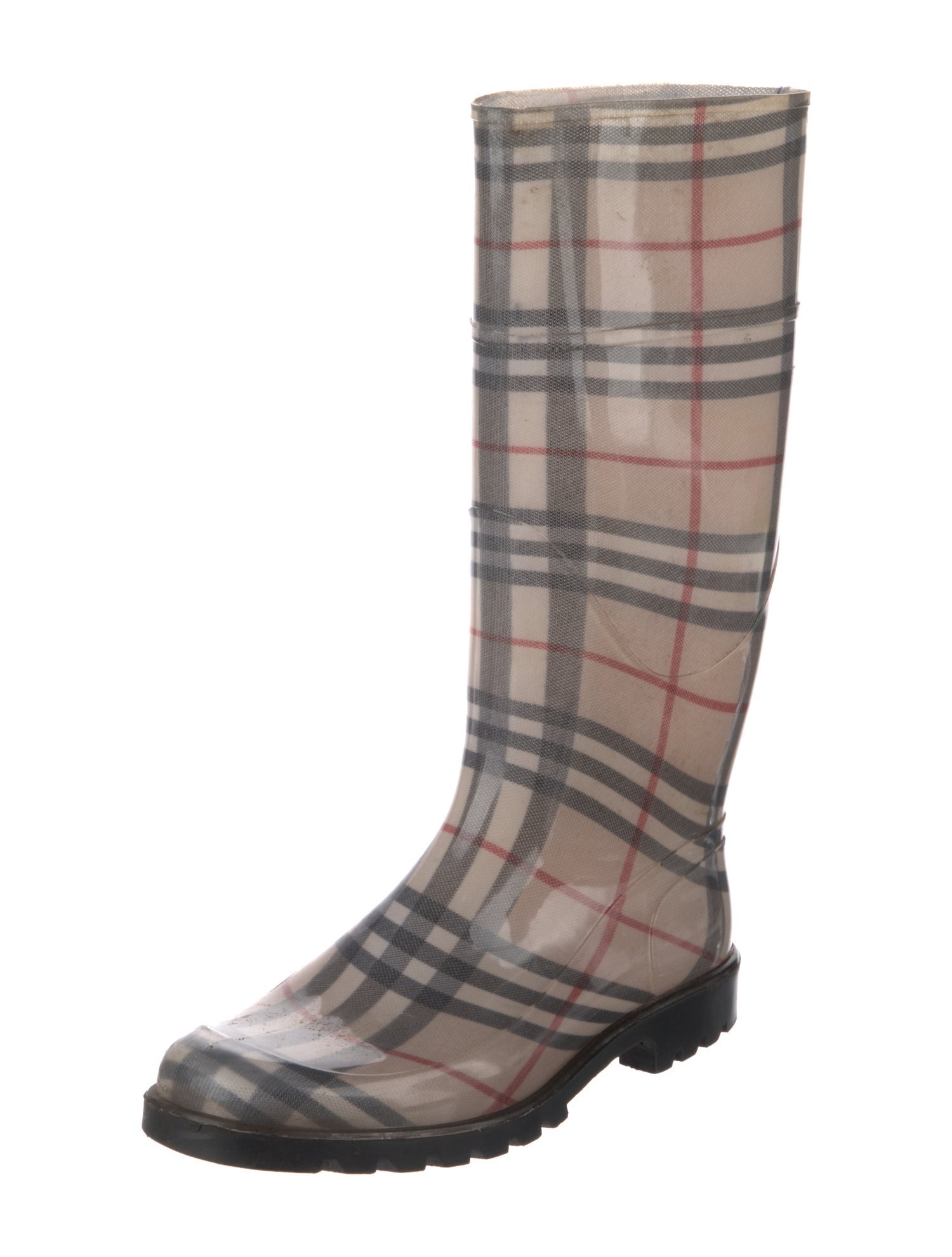 Burberry Rubber Plaid Print Rain Boots