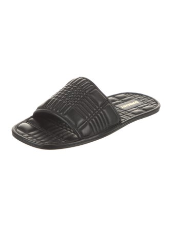 Burberry Nova Check Pattern Leather Slides