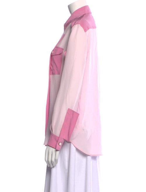 Burberry Silk Long Sleeve Button-Up Top