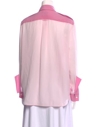 Burberry Silk Long Sleeve Button-Up Top