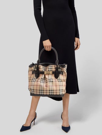 Burberry Haymarket Check Top Handle Bag Large