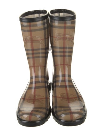 Burberry Haymarket Check Pattern Rubber Rain Boots