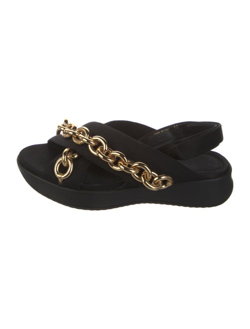 Burberry Canvas Chain-Link Accents Slingback Sandals