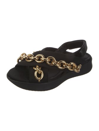 Burberry Canvas Chain-Link Accents Slingback Sandals