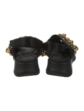 Burberry Canvas Chain-Link Accents Slingback Sandals