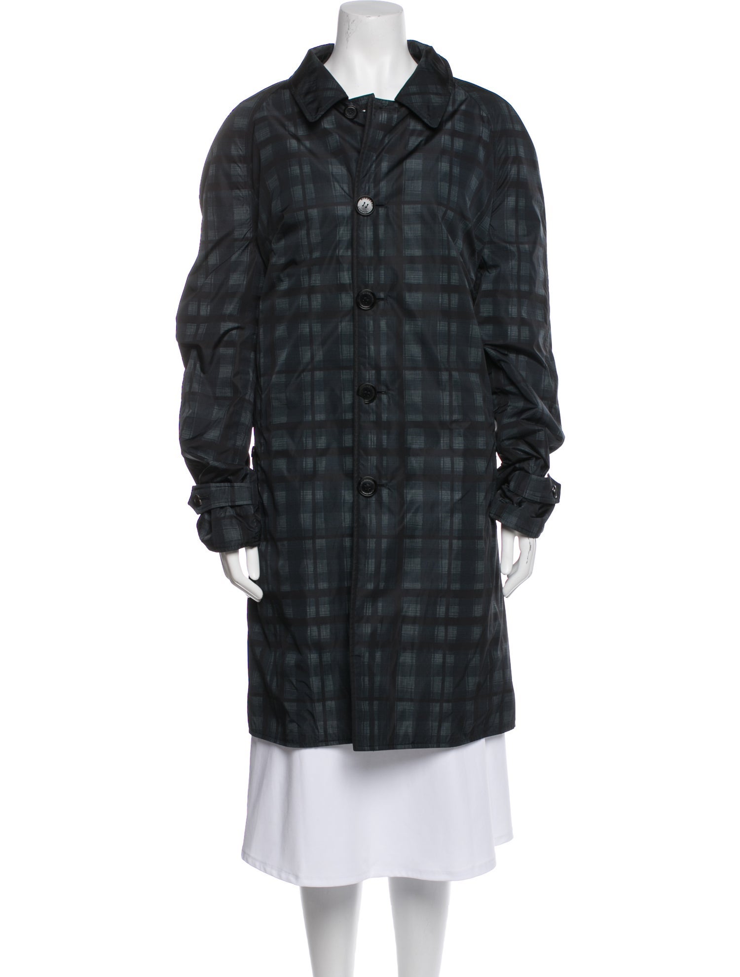 Burberry Plaid Print Trench Coat