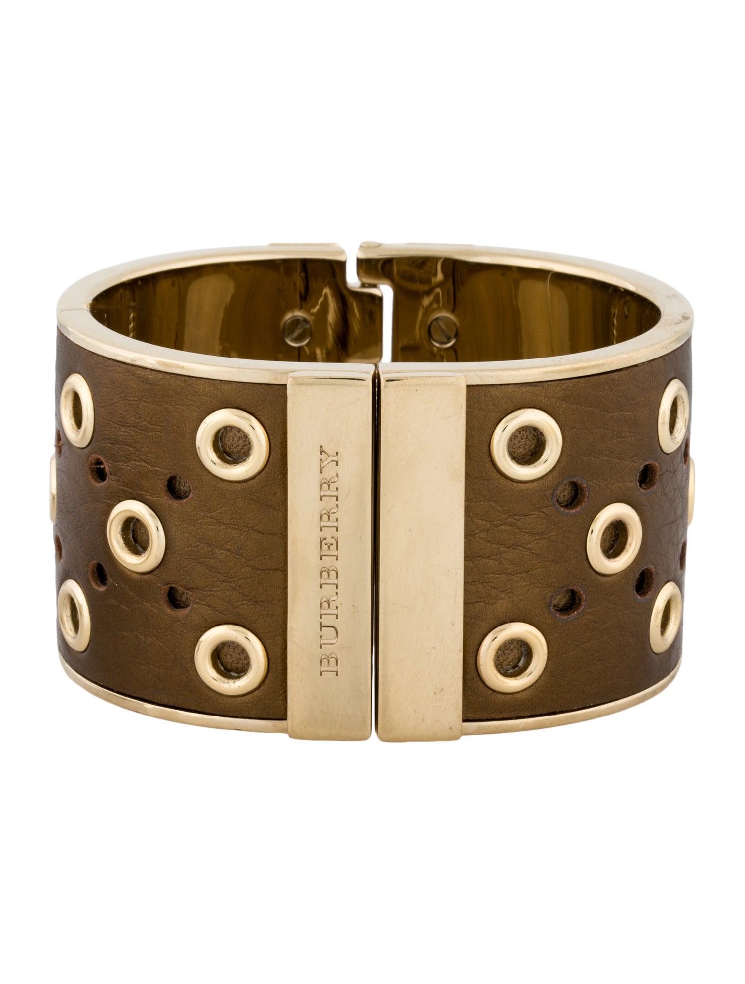 Burberry Leather Hinged Bangle Bracelet