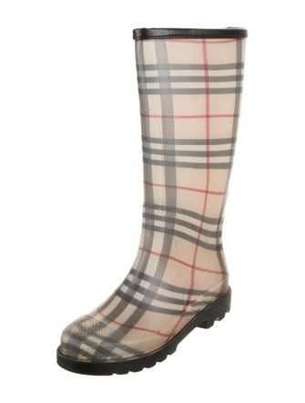 Burberry Super Nova Check Pattern Rubber Rain Boots