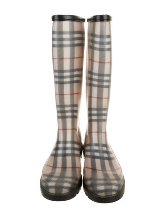 Burberry Super Nova Check Pattern Rubber Rain Boots
