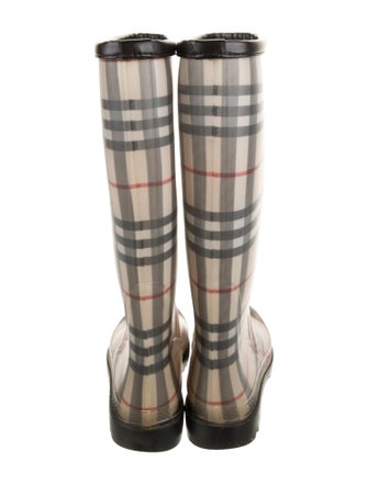 Burberry Super Nova Check Pattern Rubber Rain Boots