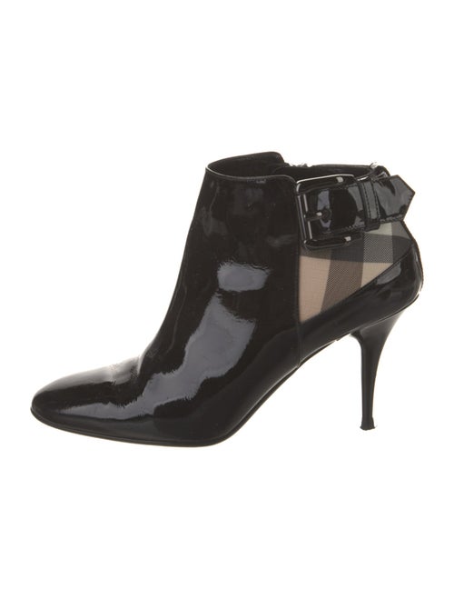 Burberry Nova Check Pattern Patent Leather Boots