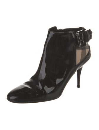 Burberry Nova Check Pattern Patent Leather Boots