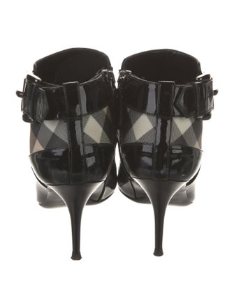 Burberry Nova Check Pattern Patent Leather Boots