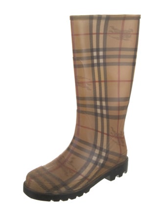 Burberry Haymarket Check Pattern Rubber Rain Boots