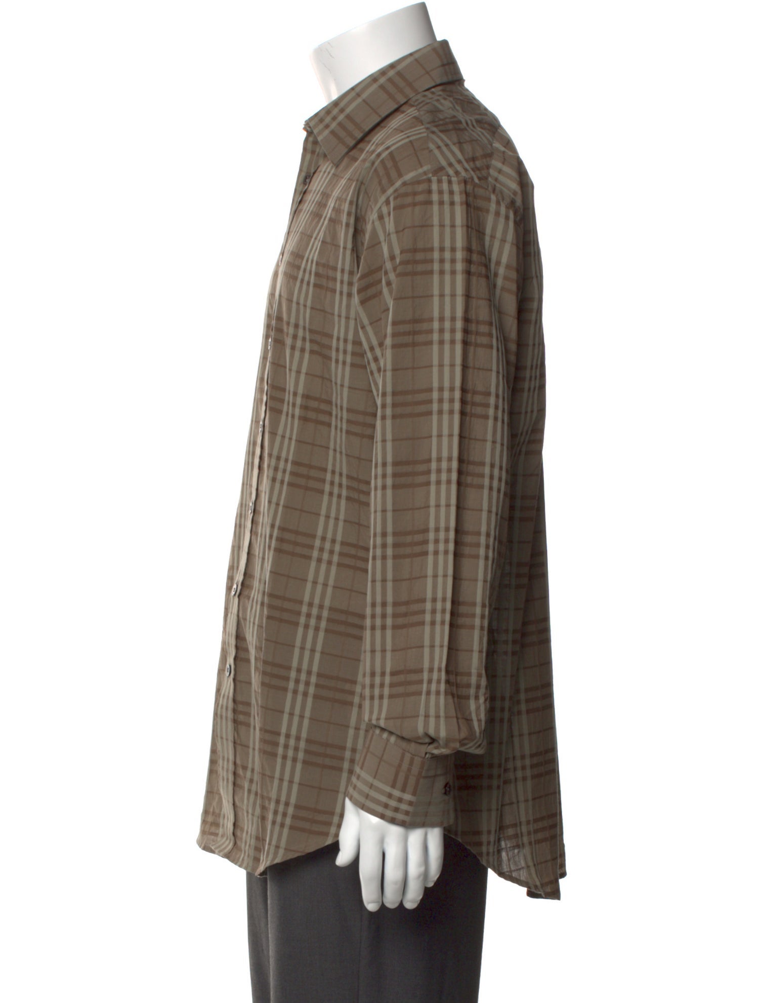 Burberry Plaid Print Long Sleeve Tuxedo Shirt