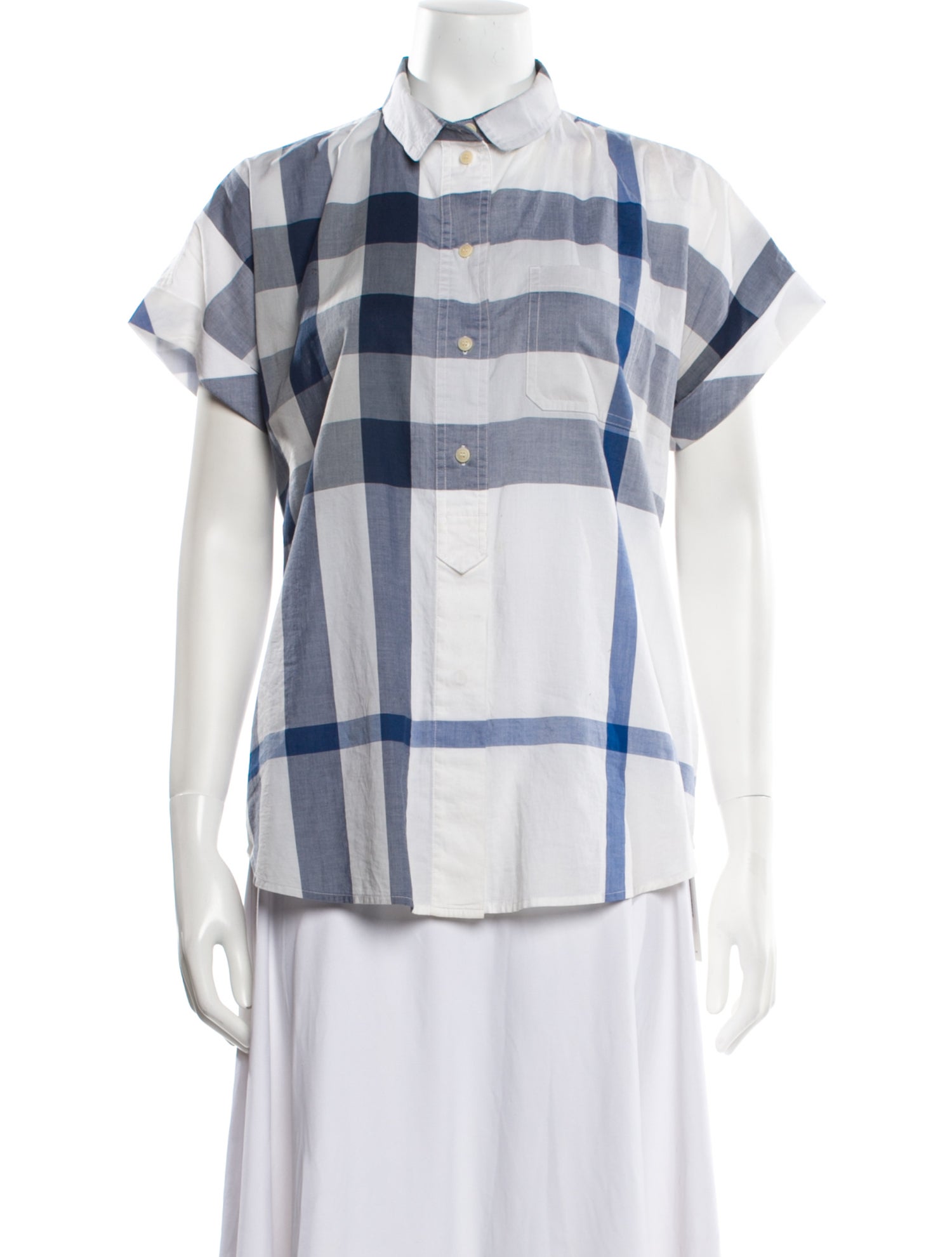 Burberry Brit Striped Short Sleeve Button-Up Top