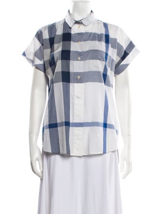 Burberry Brit Striped Short Sleeve Button-Up Top