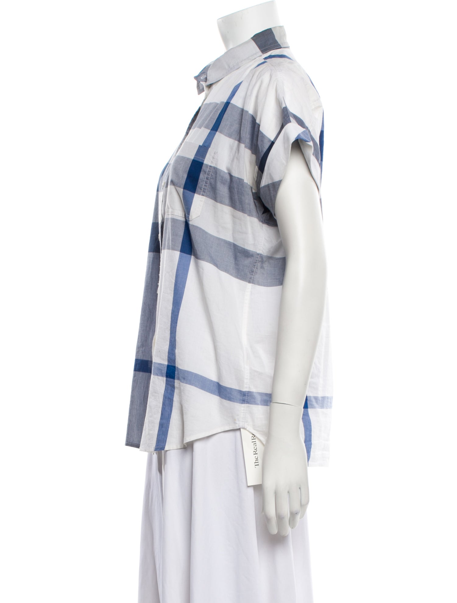 Burberry Brit Striped Short Sleeve Button-Up Top