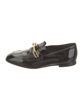 Burberry Patent Leather Chain-Link Accents Loafers
