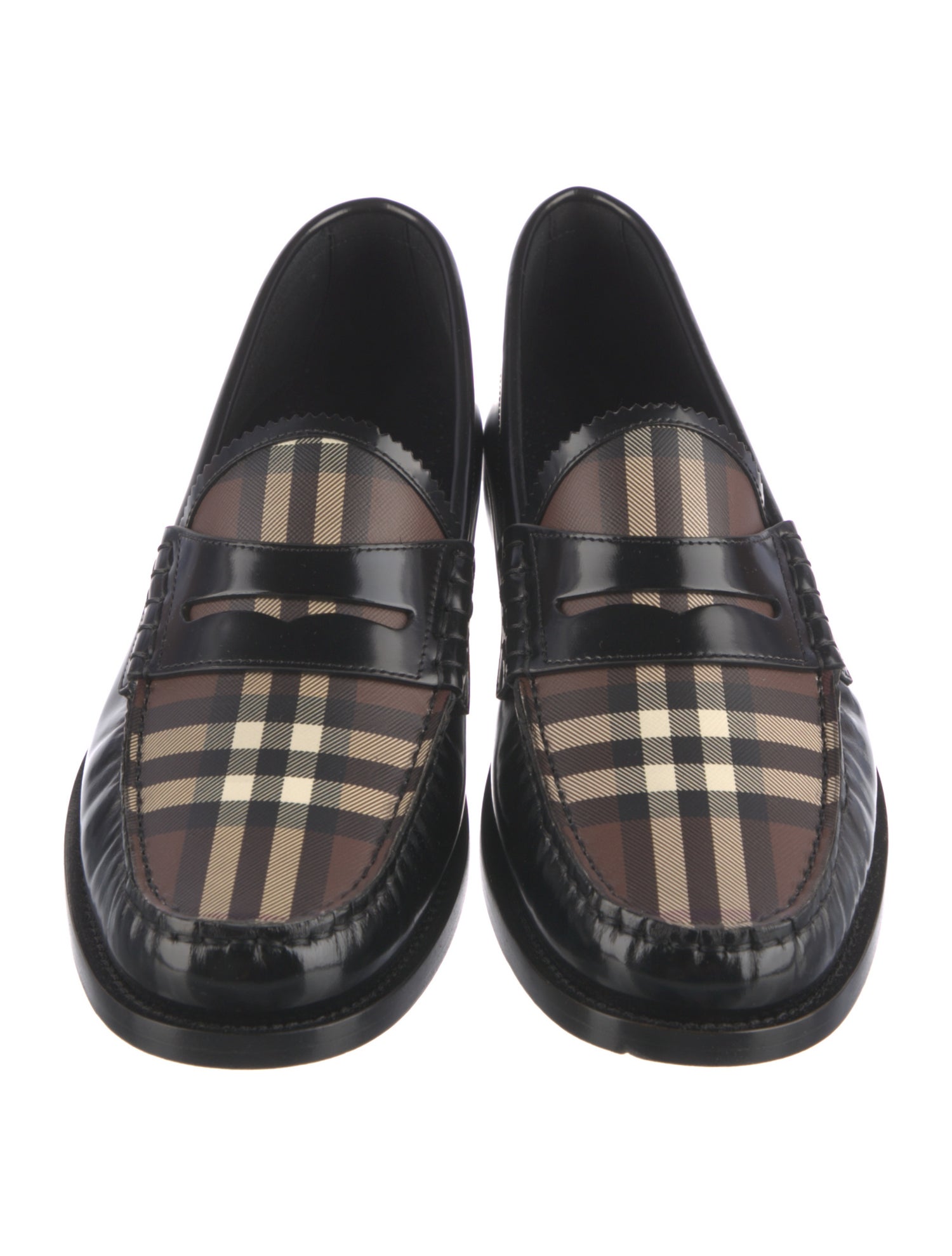 Burberry Nova Check Pattern Leather Dress Loafers