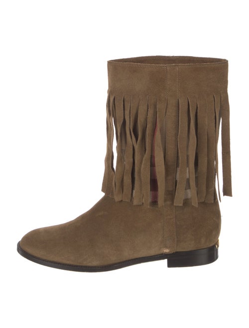 Burberry Nova Check Pattern Suede Moto Boots