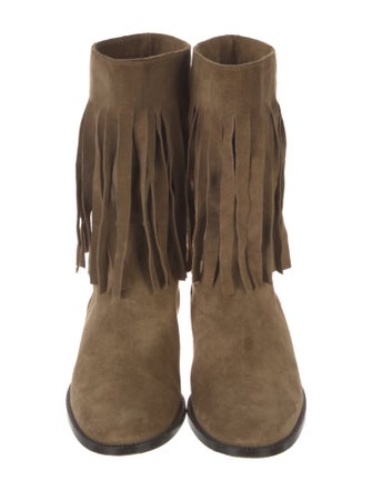 Burberry Nova Check Pattern Suede Moto Boots