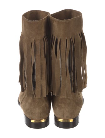 Burberry Nova Check Pattern Suede Moto Boots