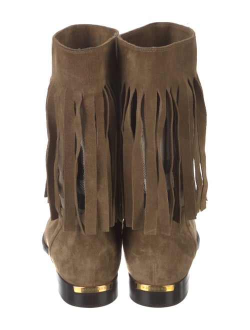 Burberry Nova Check Pattern Suede Moto Boots